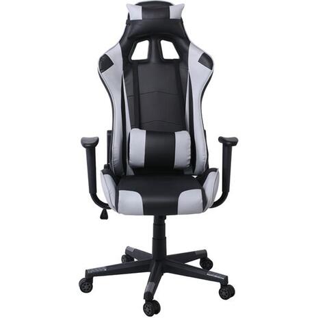 BF8000 Gaming Πολυθρόνα Γραφείου, Ανάκλιση Πλάτης έως 90°, Pvc Μαύρο - Γκρι (ΕΟ576,1) (Γκρι)